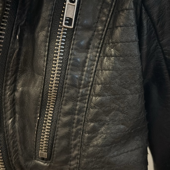 Free People Black Vegan Leather Jacket Hooded Size 2 Removable Hood Boho Coat - Picture 7 of 7